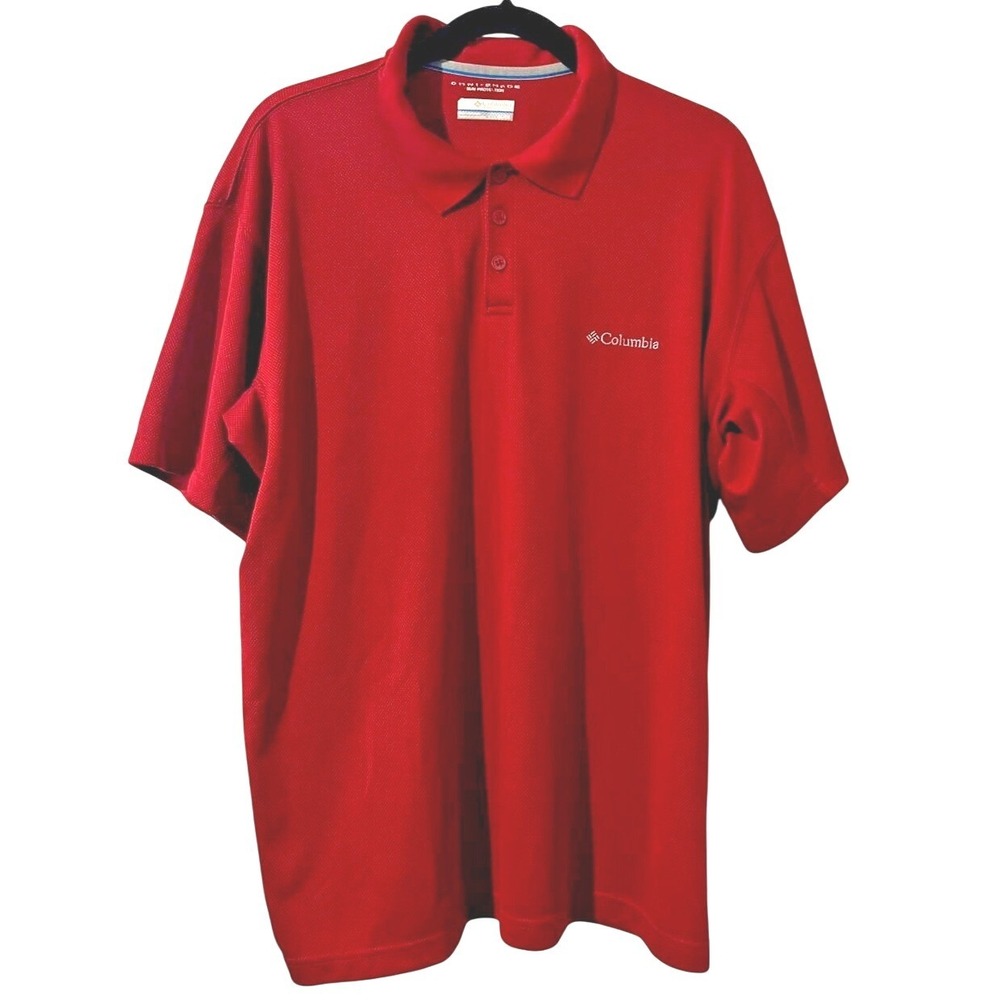 Columbia Omni-Shade Mens XL Red Polo Shirt Sun Protection Outdoor Golf Preppy